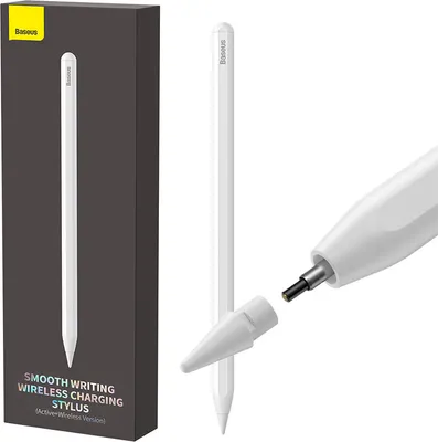 Obrázek produktu pro Stylus pero Baseus s bezdrátovým nabíjením a vyměnitelným hrotem v bílé barvě