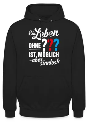 Produktbild von Spreadshirt Die Drei Fragezeichen Leben Ohne Ist Sinnlos Uni Hoodie, M, Schwarz