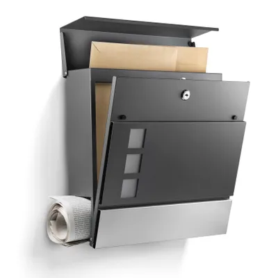 Produktbild von NewHabitat Briefkasten Anthrazit mit Zeitungsfach