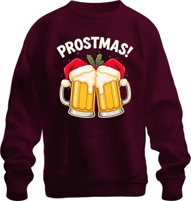 Produktbild von Prostmas Bierkrug Weihnachtsmann Bier Weihnachten lustig Geschenk Uni Sweatshirt Pullover, Burgundy, XXL