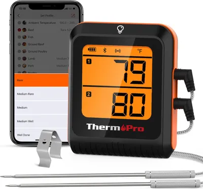 Produktbild von ThermoPro TP920 – 650 ft Bluetooth-Funk-Fleischthermometer mit Doppelsonde und smarter App