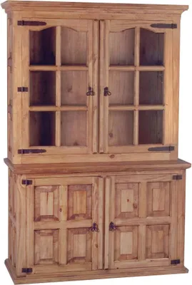 Produktbild von MiaMöbel | Massivholz-Buffet aus Pinie mit Glas | 120 x 190 x 51 cm | Landhaus Mexico Möbel