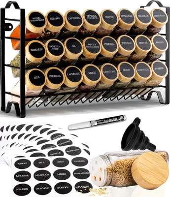 Obrázok produktu pre Stojan na korenie 3 poschodia, 24 pohárov, kov, čierna, do kuchyne