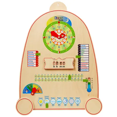 Immagine prodotto di Orologio didattico Howa con calendario, stagioni e meteo in legno per bambini 7500