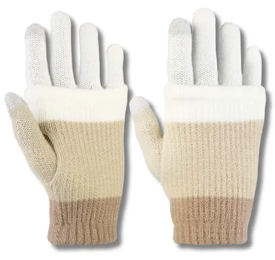 Productafbeelding van Dameshandschoenen – wit, beige – warme handschoenen – handschoenen voor touchscreens – handschoenen met vijf vingers – winterhandschoenen