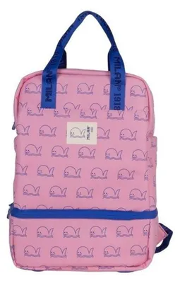 Productafbeelding van Roze rugzak voor school met walvisprint, 13,5 liter