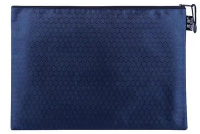 Image de 2 pochettes de rangement pour documents, imperméables, bleu marine, format A6, 23x12 cm, en toile