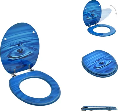 Produktbild von vidaXL Toilettensitz mit Deckel MDF Blau Wassertropfen-Design -  Toilettensitze