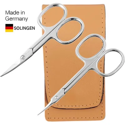 Produktbild von Solingen Nagelscheren Set 2-teilig – Nagelschere & Turmspitz-Schere mit Echtleder-Etui Germany Beige