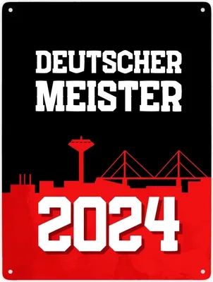 Produktbild von Leverkusen Metallschild XXL in 28x38 cm mit Spruch Deutscher Meister 2024