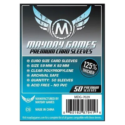 Produktbild von Mayday Premium Euro Sleeves Hüllen 59x92mm (50 Stück) für Dominion Agricola 7029