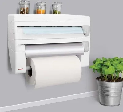 Obrázok produktu pre Držiak na kuchynské utierky 4 v 1 – biely – 39 x 10 x 25 cm – praktický