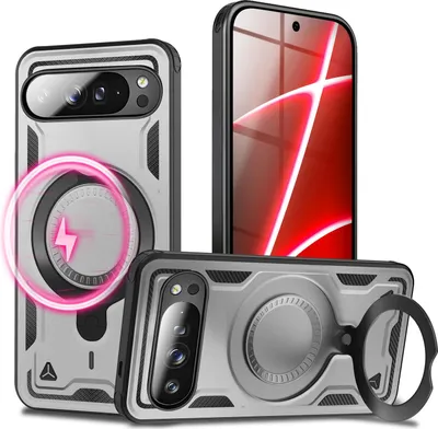 Produktbild von Hülle "Stormguard" für Google Pixel 10 Pro - MagSafe Military Schutzhülle, 360° Dreh Ring & Ständer, Outdoor Case -  Sturmsilber