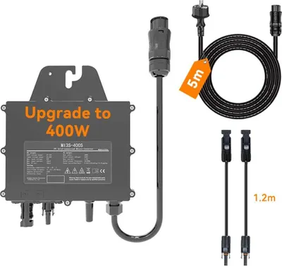 Imagen del producto de Microinversores, 800W de potencia de salida, conectividad WiFi, inversor de 400W, entrada AC 230V, entrada DC 26-60V