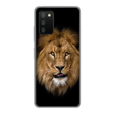 Produktbild von MuchoWow® Handyhülle Schutzhülle Hülle für Samsung Galaxy A03s Löwe - Porträt - Schwarz - Tiere Silikon Softcase Handy Hülle - Schutz