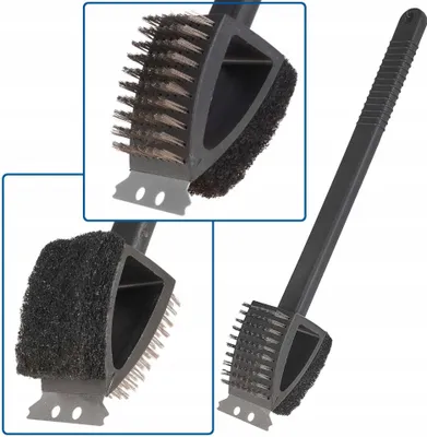 Produktbild von 3-in-1-Drahtbürste mit Schaber und Schwamm - zum Reinigen des Grills