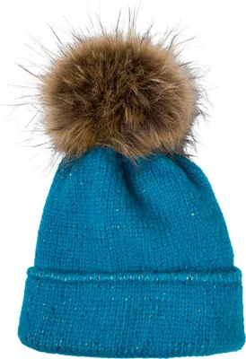 Produktbild von styleBREAKER Damen Strick Bommelmütze Einfarbig mit Pailletten und Fleece Futter, Winter Fellbommel Mütze, Strickmütze 04024210
