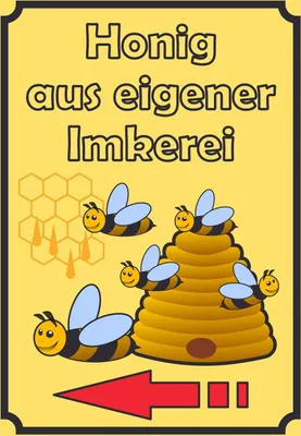 Produktbild von Verkaufsschild Schild Honig Hochkant mit Pfeil links A2 (420x594mm)