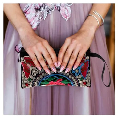 Produktbild von Abendtasche mit Blumenstickerei Bestickte Damenhandtasche Clutch mit Schmetterlingsmotiv Vintage-handtasche für Damen Etui mit Blumenmuster Besticktes Täschchen Kartenetui