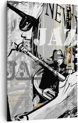 Produktbild von Bild auf Leinwand - Leinwandbild - Einteilig - Jazz Musik Musiker - 80x120cm - Wand Bild - Wanddeko - Wandbilder - Leinwanddruck - Wanddekoration - Leinwand bilder - Wandbild - PA80x120-3792