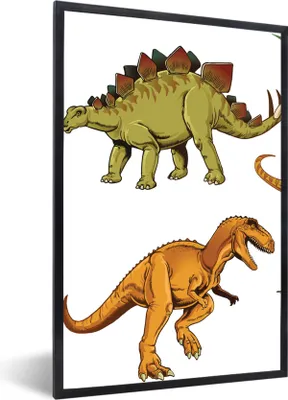 Produktbild von MuchoWow® Gerahmtes Poster Dinosaurier - Zeichnung - Jungen - Kinder 20x30 cm - Poster mit Schwarzem Bilderrahmen Wandposter Rahmen Foto Bilder - Drucken - Bilder Poster im Rahmen