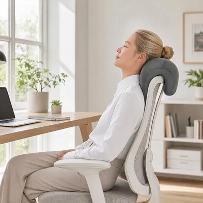 Obrázok produktu pre Ergonomická, nastaviteľná opierka hlavy pre kancelárske stoličky, čierna, vhodná pre domáce aj kancelárske použitie