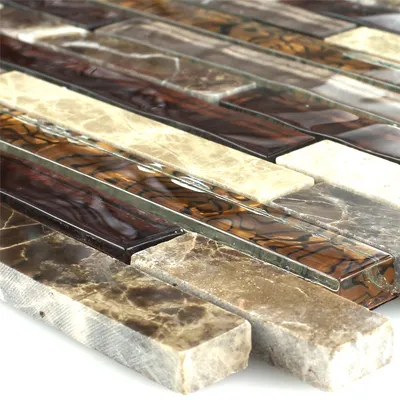 Produktbild von Mosaikfliesen Glas Marmor Braun Beige