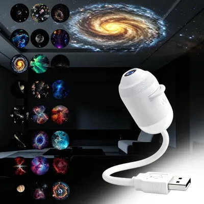 Sternenhimmel-Projektor 2-in-1, 360° Galaxie, 24 Scheiben, USB