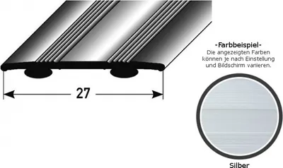 Produktbild von Übergangsprofil "Tilburg"/ Übergangsschiene, 27 mm, Typ: 11 (Aluminium eloxiert):-silber-2700-selbstklebend