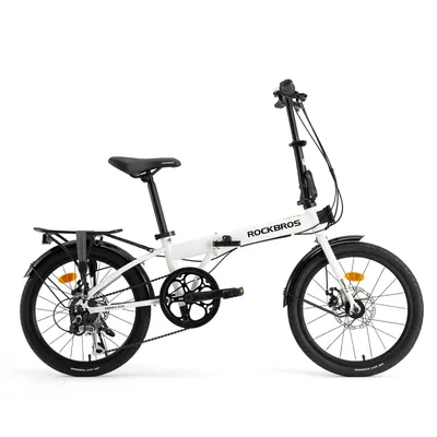 Produktbild von ROCKBROS SKN Klapprad 20 Zoll Faltrad, Hi-Ten Stahl Rahmen mit 7 Gang mit Gepäckträger & Schutzbleche City Bike Pendler Weiß