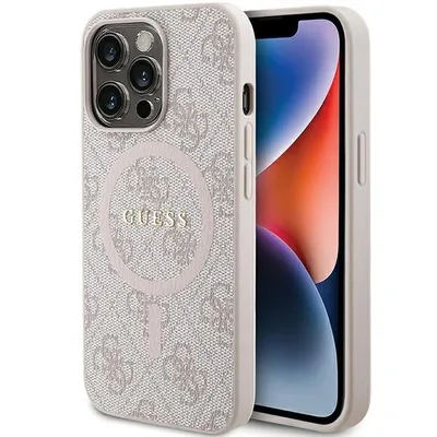 Produktbild von Etui Guess 4G Sammlung Leder Metall Logo Magsafe Na Iphone 13 Pro / Iphone 13 - Różowe