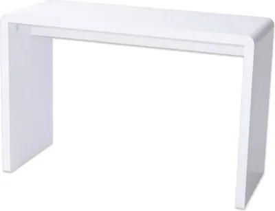 Produktbild von Prana - moderner Schreibtisch, Schminktisch, Bastelltisch, abgerundete Kanten, weiss hochglanz