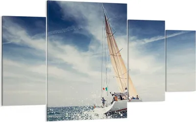 Produktbild von Bild auf Leinwand - Leinwandbild - Segeln Yacht Reise - 160x90cm - Wand Bild - Wanddeko - Leinwanddruck - Bilder - Kunstdruck - Wanddekoration - Leinwand bilder - Wandkunst - DL160x90-2797