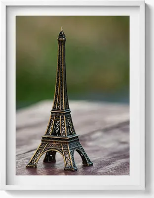 Produktbild von Eiffelturm-Souvenir– Wandbild mit Rahmen – Gerahmtes Bild  – Wanddekoration – 60x80 cm –  Weiß Rahmen
