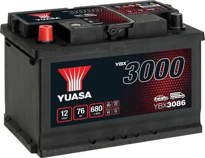 Image de YUASA YBX3086 Batterie de démarrage 12 V 76 Ah 680 A (EN)