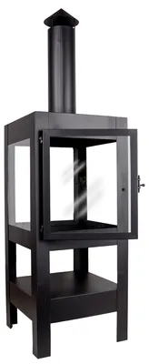 Produktbild von UNUS® Gartenkamin Bronko schwarz Metall 139x40x42cm mit Glastür