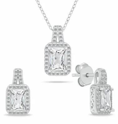 Produktbild von Charmantes Silberschmuck-Set mit Zirkonen SET262W ( Ohrringe, Halskette)