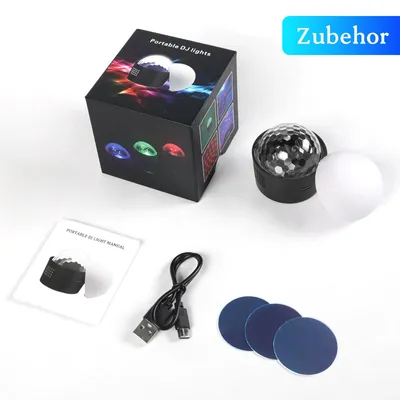 Produktbild von LED Discolicht 2er Set - Mini Magic Ball - 3W Bühnen- & DJ-Licht - soundaktiviert - wiederaufladbar - EU-Stecker - RGB Rot Grün Blau