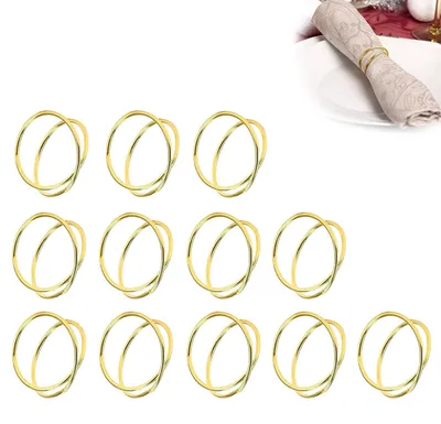 Serviettenringe gold, 12 Stück, Eisen, rund, 4,5 cm