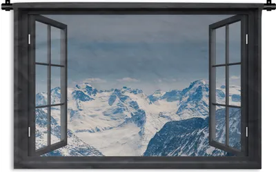 Produktbild von MuchoWow® Wandteppich Wandbehang Aussicht - Berg - Landschaft 90x60 cm Tapisserie Dekoration Wandtuch - Wandskulpturen - Bildteppich