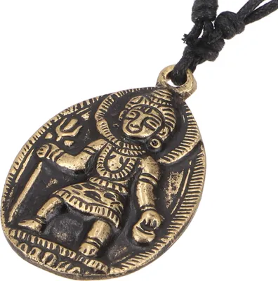 Produktbild von Handgefertigte Shiva Amulett Kette, Kettenanhänger - Shiva, Gold-Farben, Messing, 5,5*3,5*0,2 cm, Kettenanhänger, Amulette, Modeschmuck