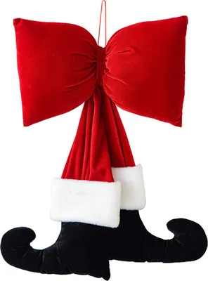 Produktbild von Schwarze Stiefel-Samtschleife, Weihnachtsschmuck, festliche Wanddekoration für den Baum, weiche Plüsch-Weihnachtsakzente