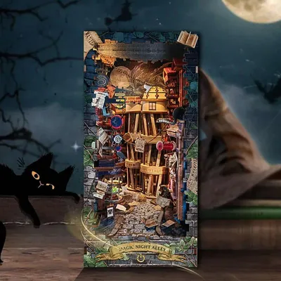 Produktbild von DIY Book Nook Gasse der Rettung - 3D-Puzzle - 298 Teile - Miniaturhaus aus Holz - mit LED