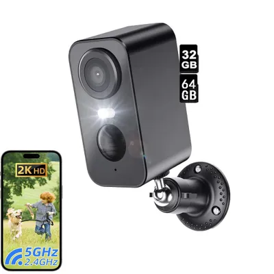 Image de Caméras de surveillance extérieures, détection de personnes/véhicules/animaux, vision nocturne, IP66, 32&64GB
