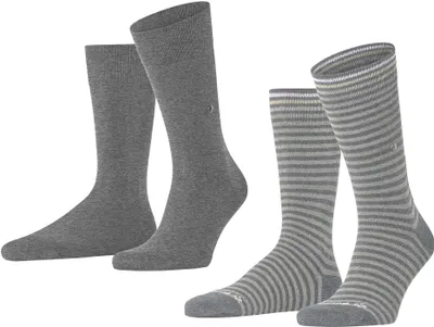 Produktbild von Burlington Herren Socken, 2er Pack - Everyday Stripe SO Mixed, Baumwolle, One Size Grau 40-46