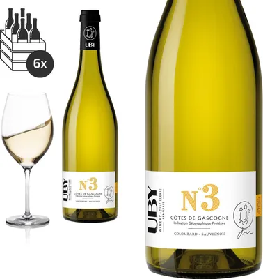 Produktbild von 6er Karton 2024 Uby N° 3 Colombard - Sauvignon von Domaine d'Uby - Weißwein