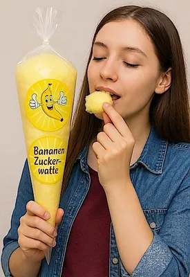 Produktbild von Zuckerwatte Banane im Poly-Spitzbeutel 70g | mit leckerem Bananen-Geschmack