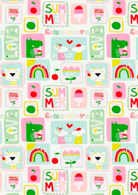 Produktbild von Geschenkpapier Röllchen Krokodil Eis Mäuse Summer Love 70x200cm