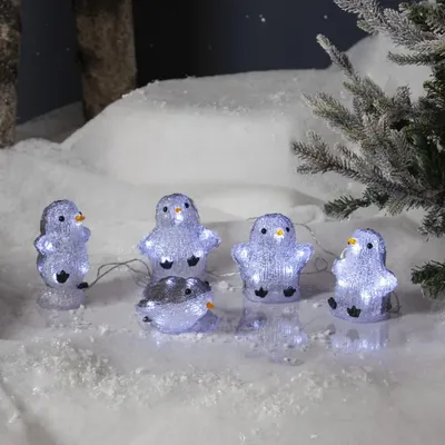 Zdjęcie produktu dla Figurki ogrodowe pingwinki Led CRYSTALO na baterie IP44