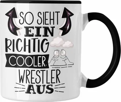 Produktbild von Trendation - So Sieht Ein Richtig Cooler Wrestler Aus Geschenk Tasse Lustiger Spruch Geschenkidee (Schwarz)